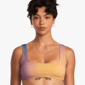 RVCA Sparkly Ombre Golden Laceback Bralette Bikini Top Large NWOT